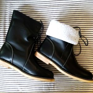 Women's black leather slip on boot NWOT, SZ 41/9.5